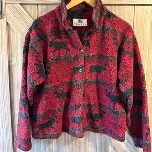True Grit Red and Black Moose Pattern Fleece